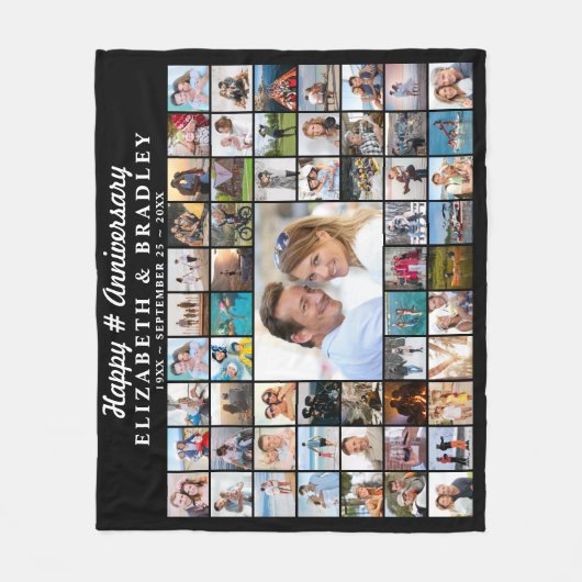 Jubiläum Einfaches Script 59 Foto Collage Fleecedecke (Vorderseite)