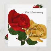 Jubiläum Einladung White Red Gelb Rose Blüte (Vorne/Hinten)