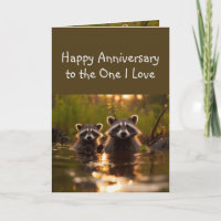 Jubiläum Eins I Liebe Partner Raccoon Tiere