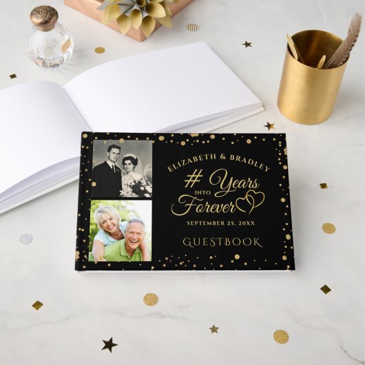 Jubiläum Elegant Years in Forever 2 Fotos Gästebuch (Vorderseite Offen)