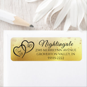 Jubiläum Elegante Script Hearts Initial Gold