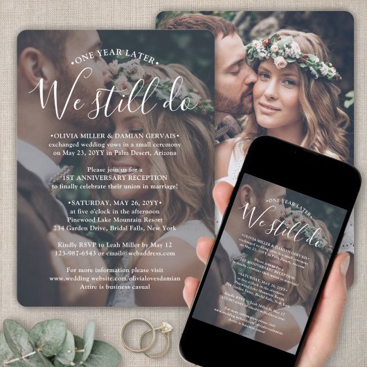 Jubiläum Empfang Foto & White Text Hochzeit Einladung