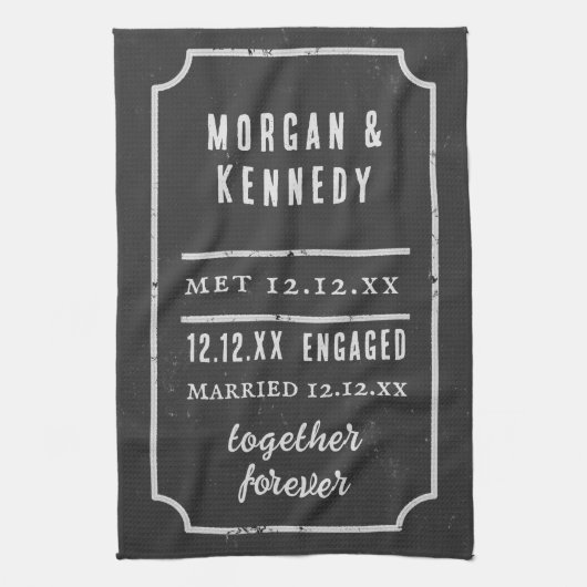 Jubiläum Erleben Sie Verlobtes Verheiratetes Küche Geschirrtuch (Vertikal)