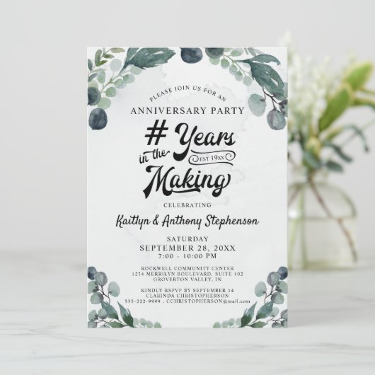 Jubiläum Eukalyptus # JAHRE IM MAKING Einladung (Stehend Vorderseite)
