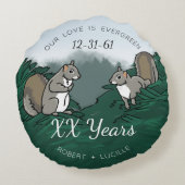 Jubiläum Evergreen Liebe Eichhörnchen personalisie Rundes Kissen (Rückseite)