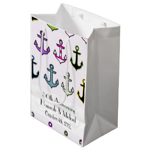 Jubiläum - Farbige Anker (Bootanker) Mittlere Geschenktüte