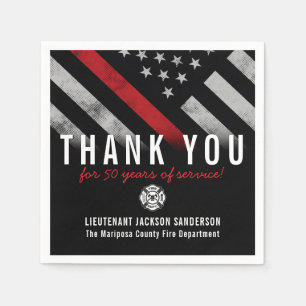 Jubiläum Feuerwehrmann Ruhestand Rot Linie Flagge Serviette