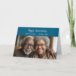 Jubiläum Foto Faltkarte Blau Einladung