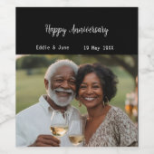 Jubiläum Foto Food & Drink Labels Black Weinetikett (Einzelnes Label)