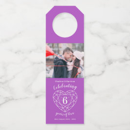 Jubiläum Foto lila Amethystherz Flaschenanhänger