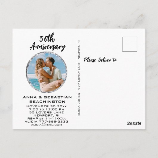 *~* Jubiläum FOTO Love Birds Winter AP54 Postkarte (Rückseite)