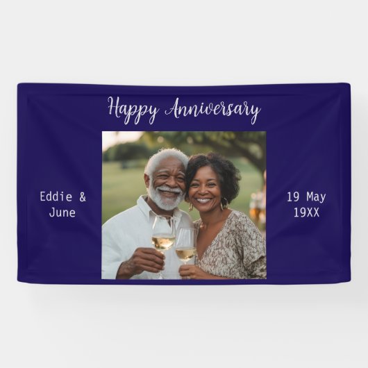Jubiläum Foto Modern Banner Navy Blue (Horizontal)