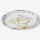 Jubiläum Gelbe Blüte Elegantes Foto Pappteller (Schrägansicht)