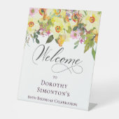 Jubiläum-Gelbe Daffodil-Wildblume Willkommen Sockelschild (Vorderseite)