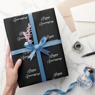 Jubiläum gerade verheiratet Schrift schwarz weiß s Geschenkpapier