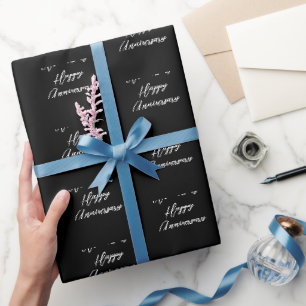 Jubiläum gerade verheiratet Schriftart Schwarz-wei Geschenkpapier