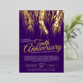 Jubiläum Glamour Party Gold lila Palmen Folieneinladung (Stehend vorne)