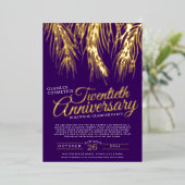 Jubiläum Glamour Party Gold lila Palmen Folieneinladung (Stehend vorne)