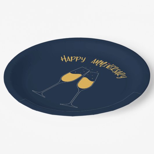 Jubiläum glücklich - Papierplatte Pappteller (Schrägansicht)