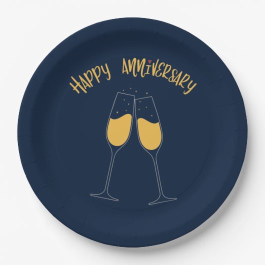 Jubiläum glücklich - Papierplatte Pappteller (Vorderseite)