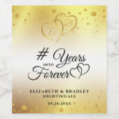 Jubiläum Gold Hearts # JAHRE IN FEIER Weinetikett (Einzelnes Label)