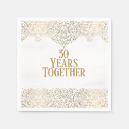 Jubiläum Gold Lace auf White Napkins Serviette