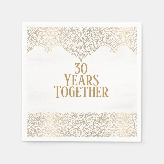 Jubiläum Gold Lace auf White Napkins Serviette (Vorderseite)