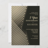 Jubiläum Gold Neon Lights Einladung (Vorderseite)