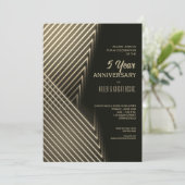 Jubiläum Gold Neon Lights Einladung (Stehend Vorderseite)