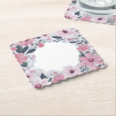 Jubiläum Happy Couple Pink Floral Foto Untersetzer (angewinkelt)