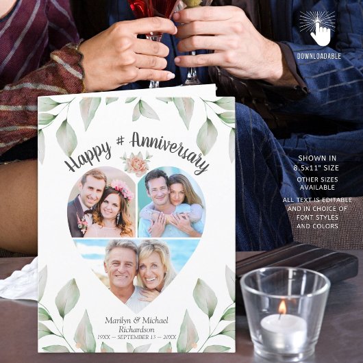 Jubiläum Herz geformt Foto Collage Grüne Karte