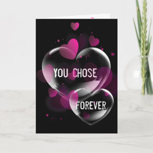 Jubiläum Herzblasen auf schwarz Karte