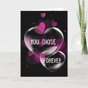 Jubiläum Herzblasen auf schwarz Karte