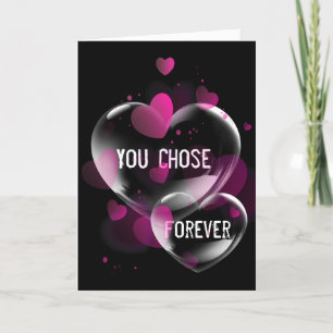 Jubiläum Herzblasen auf schwarz Karte