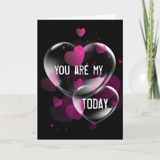 Jubiläum Herzblasen auf schwarz Karte (Vorderseite)