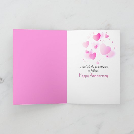 Jubiläum Herzblasen auf schwarz Karte (Innenseite)