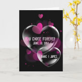 Jubiläum Herzblasen auf schwarz Karte (Gelbe Blume)