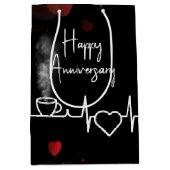 Jubiläum Herzschlag mit Dampfcup Kaffee Mittlere Geschenktüte (Vorderseite)