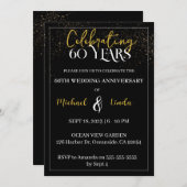 Jubiläum Hochzeit Black Gold Golden Einladung (Vorne/Hinten)