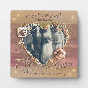 Jubiläum Hochzeit Coppery Rose Foto Plaque Fotoplatte