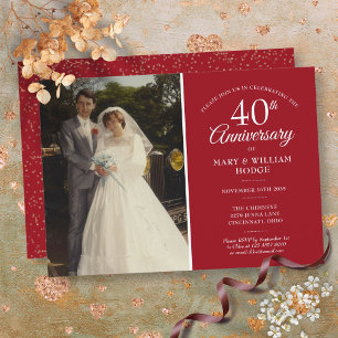 Jubiläum Hochzeit Foto Ruby Confetti Einladung