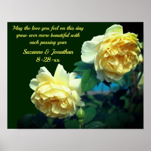 Jubiläum Hochzeit Liebe Rose Blume Personalisiert Poster
