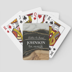 Jubiläum Holz Schwarz Weiß Achat Marmor Spielkarten