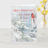 Jubiläum Husband und Freund Kardinal Bird Karte (Gelbe Blume)