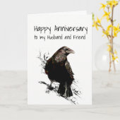 Jubiläum Husband und Freund Raven Bird art Karte (Gelbe Blume)