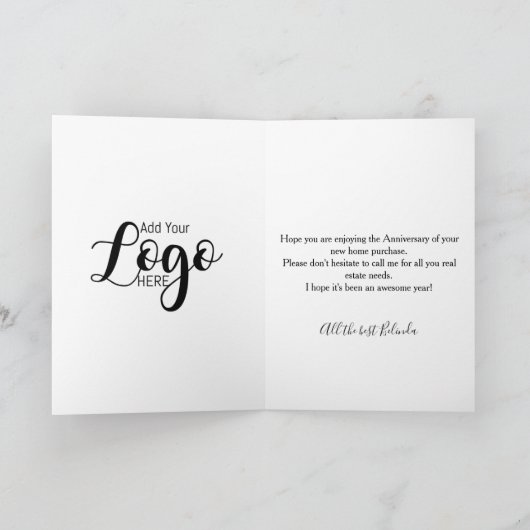 Jubiläum Ihres neuen Zuhause-echten Anwesen-Agent Karte (Innenseite)