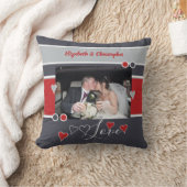 Jubiläum in Grau und Rot mit Foto Kissen (Decke)