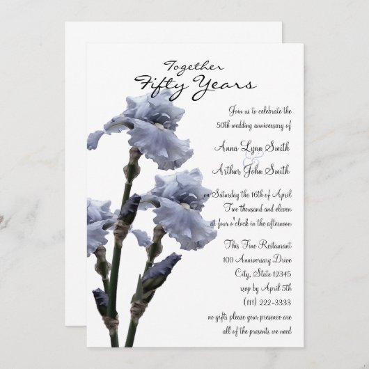 Jubiläum Iris Einladung (Vorne/Hinten)