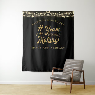 Jubiläum JAHRELANGE VORBEREITUNG Black Gold Lights Wandteppich