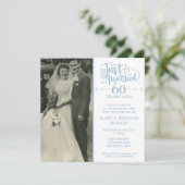 Jubiläum Just Married Wedding Foto Square Einladung (Stehend Vorderseite)